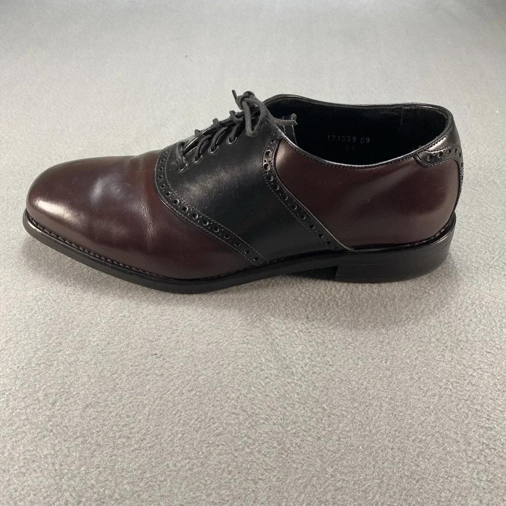 Florsheim Mens Lace Up Dress Saddle Shoes‎ Two Tone Burgundy Black Leather 11D